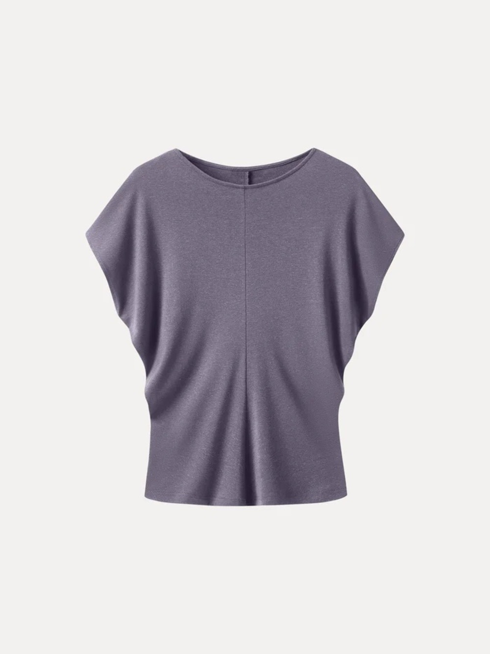 NWT OGL Tencel-Linen Blend Round Neck Relaxed Summer Top in purple